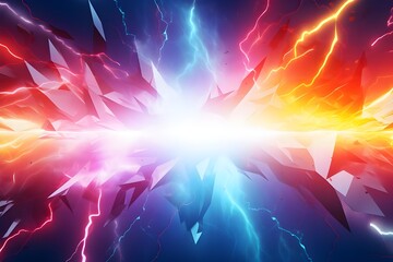 A vibrant lightning bolt against a vivid blue and red backdrop.


