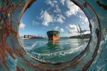 Ship Visible Through Water Hole