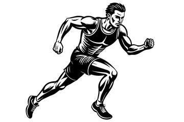 Fototapeta premium A male athlete running in the morning vector silhouette 