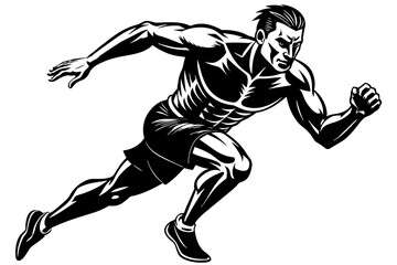A male athlete running in the morning vector silhouette 