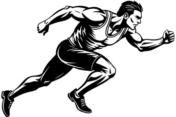 A male athlete running in the morning vector silhouette 