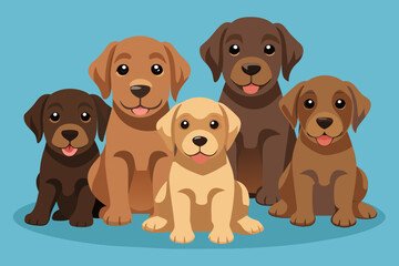 Brown baby Labradors vector illustration 
