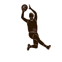 basketball player jumping silhouette on a white background vector