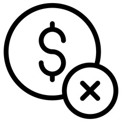 dollar cancel icon, simple vector design