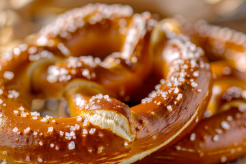 A classic soft pretzel with a golden brown crust - Generative AI