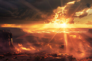 The moment of sunrise as seen through a break in the clouds - Generative AI