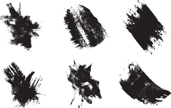 Black color grunge brush vector paint ink splatter background set, ree stock image of Isolated ink stencils for graphic design, text fields. Artistic brush strokes, splatter stains, paintbrush