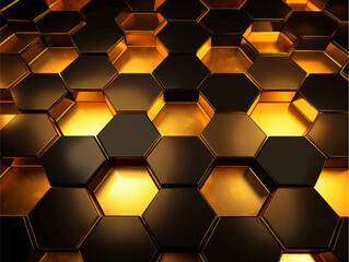 Abstract modern futuristic luxury digital with black and gold hexagon shape