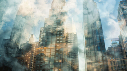 Abstract view of smoking buildings