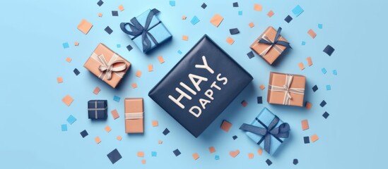 copy space Gift box on blue background