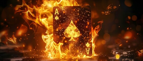 Flaming Ace: The Hot Hand in Poker. Concept Gamblers Anonymous, Winning Streaks, Poker Strategies, Card Counting Techniques - obrazy, fototapety, plakaty