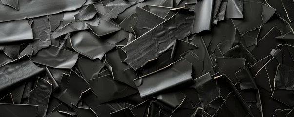 Deurstickers A black matte abstract adhesive torn tape objects as a background . © *Lara*