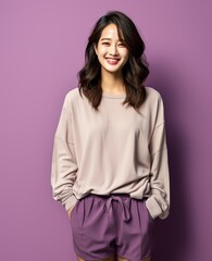 Fototapeta premium Portrait of girl, A woman is wearing a casual clothing and smiling