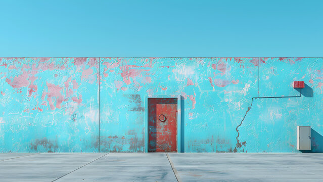 background wall with iron door, copy space