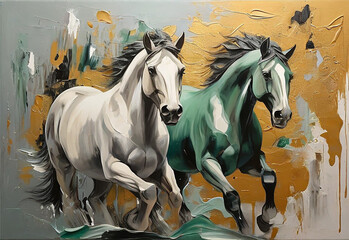 Horse painting on canvas. Modern Art. - obrazy, fototapety, plakaty