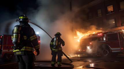 Fototapeta premium firefighters in action