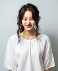 Fototapeta premium Portrait of girl, A woman is wearing a casual clothing and smiling