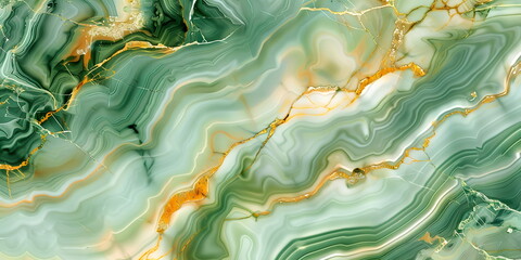Emerald green marble background with golden lines. Earthy tones and dark green shades are an elegant, modern, minimalist stone-cut wallpaper.