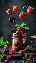 chocolate treat jar with berries 
