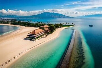Aerial view of Sanur beach, Bali, Indonesia