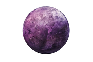 A stylized, celestial purple planet with a cratered surface. isolated on white background - obrazy, fototapety, plakaty