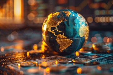 Globe on Pile of Gold Coins