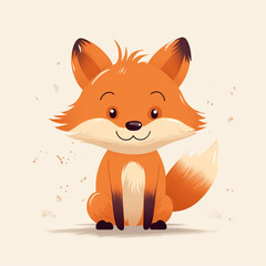 Obraz premium a aged fox cartoon, nursery wall print, europe kids story book art style сreated with Generative Ai 