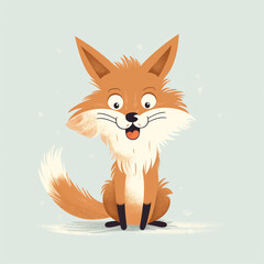 Obraz premium a aged fox cartoon, nursery wall print, europe kids story book art style сreated with Generative Ai 