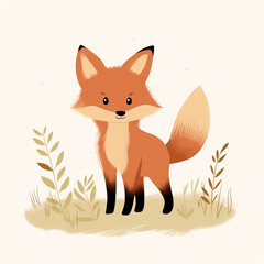 Obraz premium a aged fox cartoon, nursery wall print, europe kids story book art style сreated with Generative Ai 