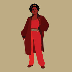 Stylish afro black woman in elegant art style vector