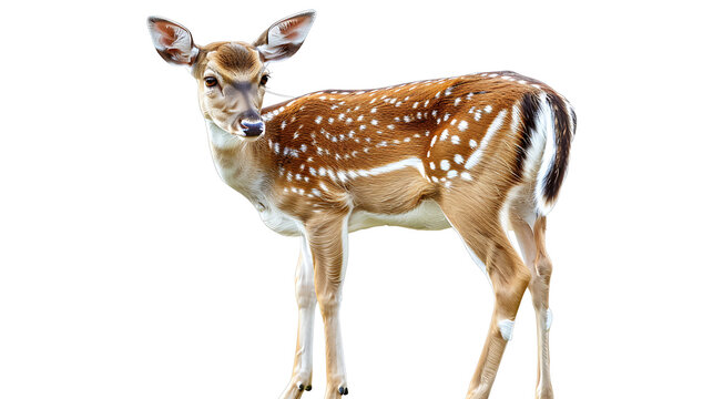 female roe deer isolated on a white background, stock picture