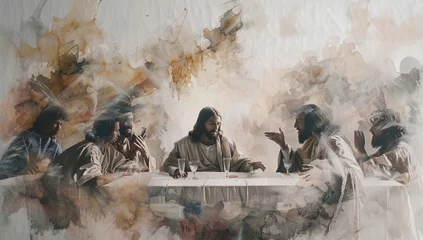 Fotobehang Jesus preached the Lord's Supper with his disciples © SHI