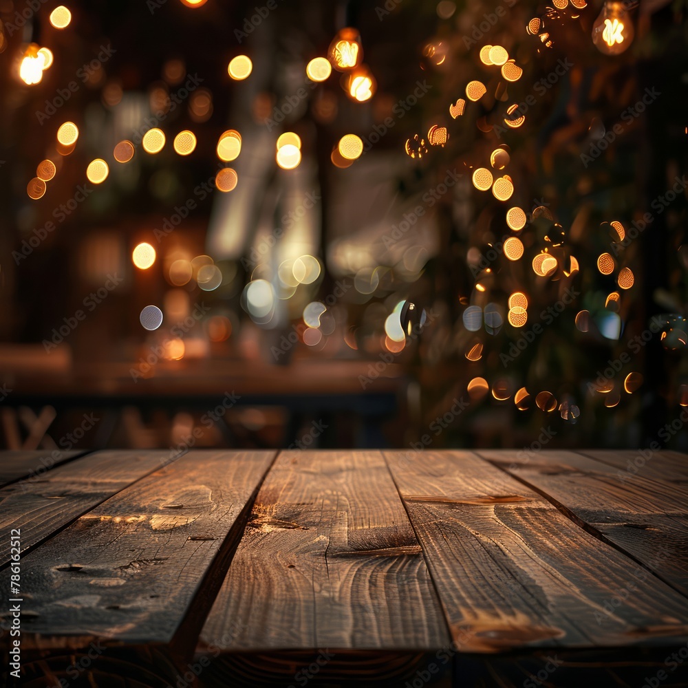 Poster a wooden table with a few candles on it. the table is surrounded by a warm glow from the candles and