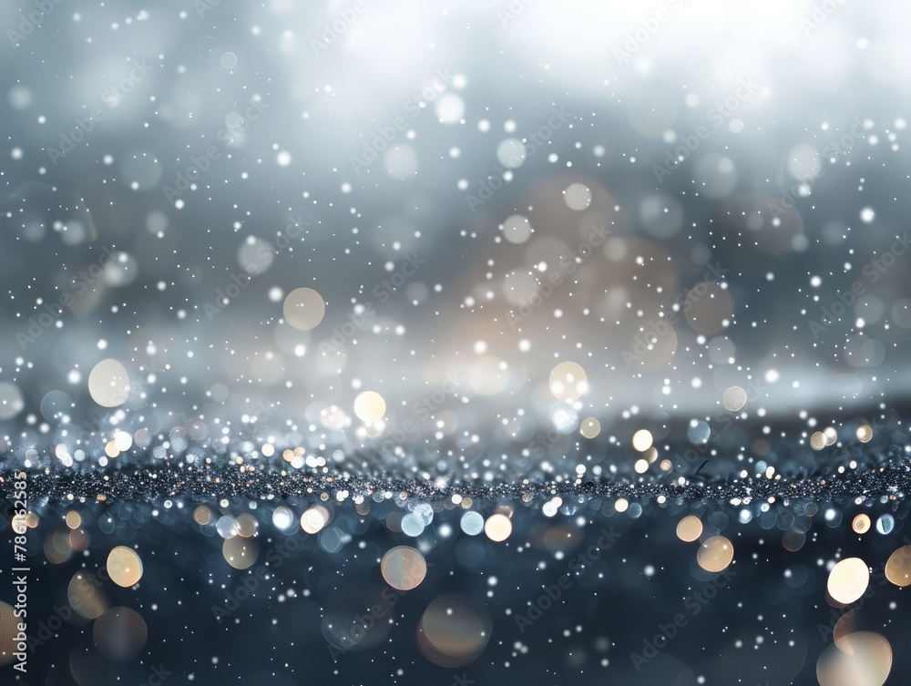 Aufkleber a blurry image of snowflakes falling on a dark blue background. the snowflakes are scattered all ove