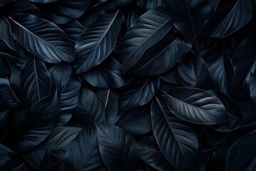 abstract black tropical leaves texture background dark nature concept digital ai art