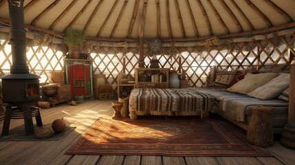A photo of a Yurt with Open and Airy Design