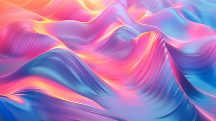 A colorful, abstract landscape with a blue and pink gradient. The colors are vibrant and the waves are flowing, creating a sense of movement and energy. Scene is one of excitement and wonder