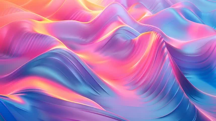Rolgordijnen A colorful, abstract landscape with a blue and pink gradient. The colors are vibrant and the waves are flowing, creating a sense of movement and energy. Scene is one of excitement and wonder © jiraphat