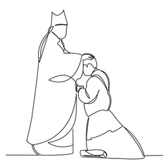 one continuous drawn line Catholic priest hand-drawn picture silhouette.Line art. single line
