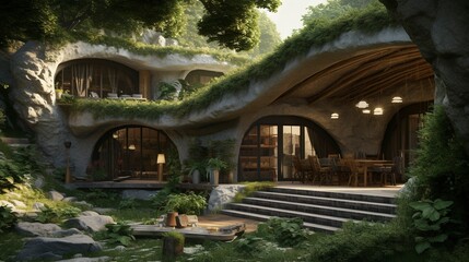 A photo of an Earth-Sheltered Home Creating a sense - obrazy, fototapety, plakaty