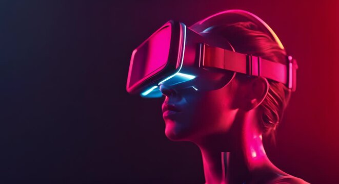 A stylish, dark depiction of a virtual reality headset award for advancements in technology
