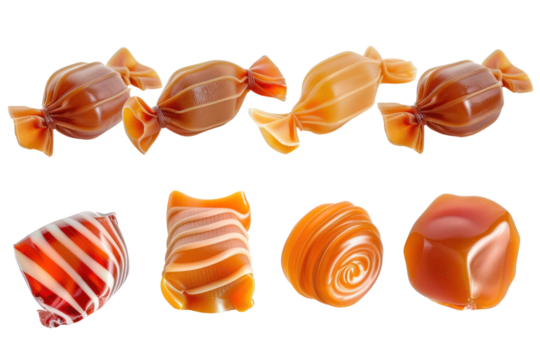 Caramel striped candy set
.isolated on white background