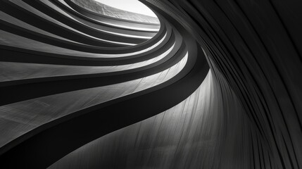 Minimalist abstract lines and curves in monochrome - obrazy, fototapety, plakaty