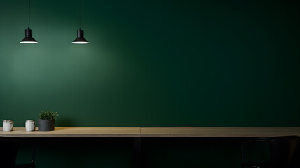 Obraz premium Blank green wall mock-up in the dining room with served table.
