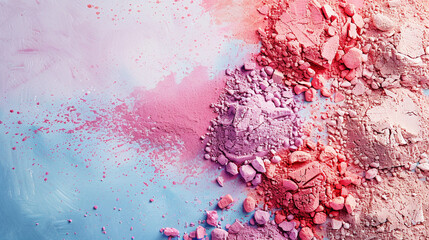 A captivating mix of powder cosmetic shades against a soft background palette,