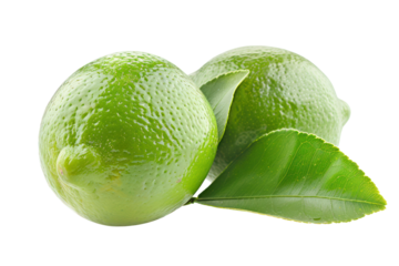 Fresh lime fruit with leaf
.isolated on white background