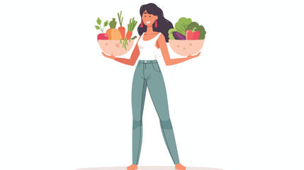 Healthy diet food nutrition concept. Happy slim woman