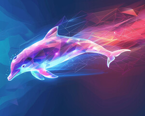 A stylized horse with a glowing, electric aura set against a minimalist geometric backdrop,