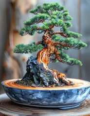 Foto op Aluminium bonsai tree in a pot  © Clemency