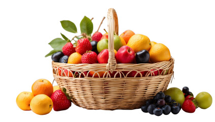 basket of fruit isolated on transparent background